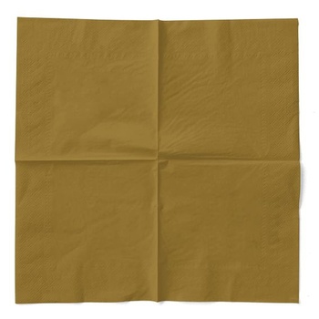Elegantní zlaté třívrstvé ubrousky z hedvábného papíru, 33x33cm, 100 kusů, s ražovacím potiskem -