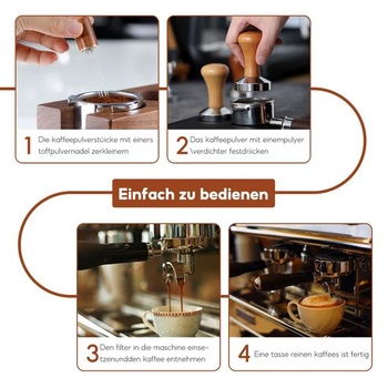 Nerezový pěchovač kávy, pěchovač espressa, nerezový píst na kávu s nástrojem WDT, nerezová espresso