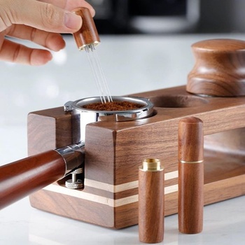 Nerezový pěchovač kávy, pěchovač espressa, nerezový píst na kávu s nástrojem WDT, nerezová espresso