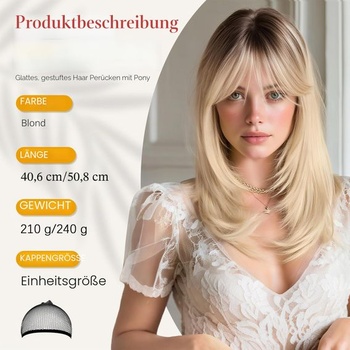 Dámská paruka Sofiyan, dlouhá rovná paruka s ofinou 50 cm blond