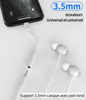 Adaptér z Lightning na 3,5 mm jack pre slúchadlá (2 ks) pre iPhone 14/13, audio kábel pre slúchadlá