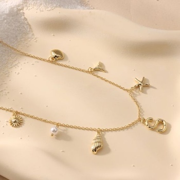 Náhrdelník Dochais s písmeny pro ženy, náhrdelník s písmeny A-Z pozlacený 14k zlatem, náhrdelníky s