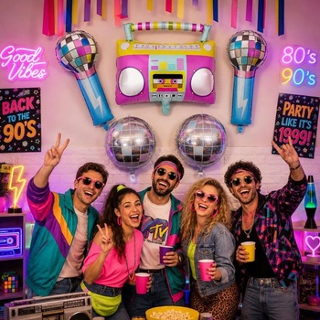 Dekorace na disko párty 80./90. let Fesnova