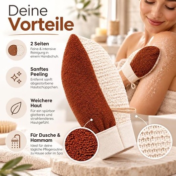 Exfoliačné rukavice 2 v 1 zo sisalu a viskózy - Obojstranná exfoliačná rukavice na telo do sprchy a