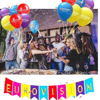 Dekorácia na párty k súťaži Eurovízia 2026, dekorácia na záhradný bar/reštauráciu k súťaži Eurovízia,