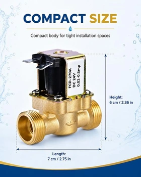 Elektromagnetický ventil DC 24V 3/4 palce, ventil přívodu vody, normálně uzavřený