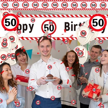 WenmthG Dekorácia k 50. narodeninám pre mužov a ženy, Dekorácia k 50. narodeninám s girlandou,