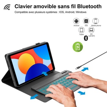 IVEOPPE púzdro s klávesnicou pre Xiaomi Redmi Pad SE 8,7 palca, púzdro s klávesnicou so 7 farbami a