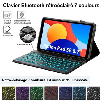 IVEOPPE pouzdro s klávesnicí pro Xiaomi Redmi Pad SE 8,7 palce, pouzdro s klávesnicí se 7 barvami a