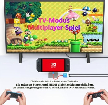 RREAKA 3-v-1 Náhradná dokovacia stanica pre Nintendo Switch 1 a 2, modrá a červená