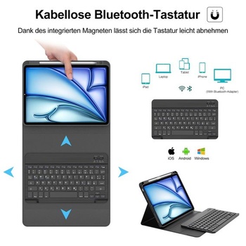 IVEOPPE klávesnica pre iPad Air 11” M4 2026/M3 2025/M2 2024, ochranné puzdro s držiakom pera,