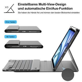 IVEOPPE klávesnica pre iPad Air 11” M4 2026/M3 2025/M2 2024, ochranné puzdro s držiakom pera,