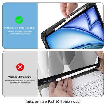 IVEOPPE klávesnica pre iPad Air 11” M4 2026/M3 2025/M2 2024, ochranné puzdro s držiakom pera,