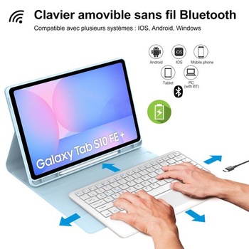 Pouzdro s klávesnicí pro Samsung Galaxy Tab S10 FE+ Plus 13,1 palce 2025, francouzská klávesnice