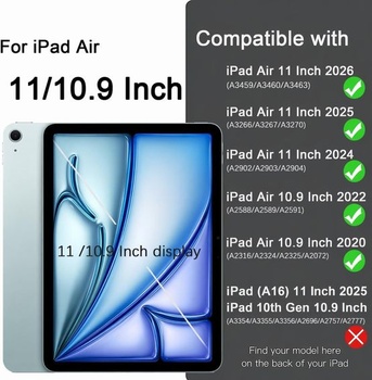 Puzdro pre iPad Air 11 palcov M4 2026/M3 2025/M2 2024, iPad Air 5/4 2022/2020 10,9 palcov s držiakom