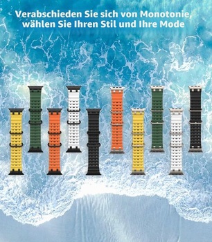 Vylepšený remienok Ocean Band, kompatibilný s Apple Watch 42/44/45/46/49 mm, čierny/zelený,