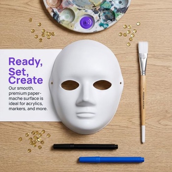 10 natierateľných masiek, DIY biele masky, DIY papierové maškarné masky, Natierateľné papierové masky na