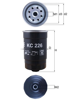 Palivový filter MAHLE KC 226 - okrem iného pre vozidlá Hyundai ix35 (LM, EL, ELH).