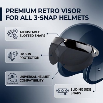 Štít na motocyklovú helmu Keenso, univerzálny retro štít na helmu, 3/4 polovičný štít,