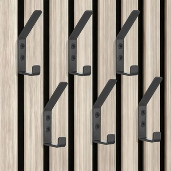 6 háčků na akustické panely, háčky na kabáty 13 mm, černé
