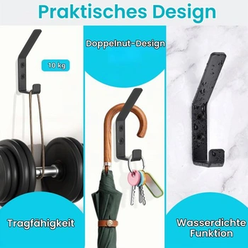 6 háčků na akustické panely, háčky na kabáty 13 mm, černé