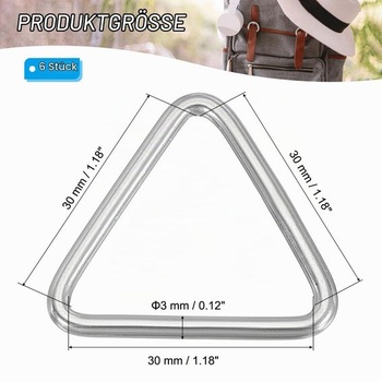 PATIKIL 4 x 30mm kovové trojuholníkové krúžky, príslušenstvo z nerezovej ocele na tašky, kovové