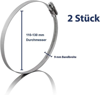 Hadicové spony z nerezovej ocele, 110-130 mm [2 kusy] W4 DIN 3017 110-130 mm, 2 kusy
