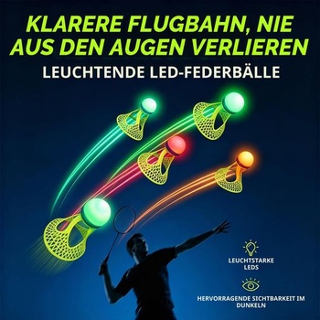 LED badmintonové loptičky, sada 6 nylonových badmintonových loptičiek, športové badminton, svetelné