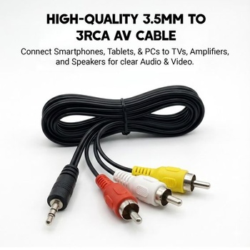 3m AV kabel s 3,5mm jack konektorem na 3x RCA samice, kabel 3,5mm na 3x RCA, stabilní přenos,