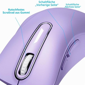 Bezdrôtová myš memzuoix, 5 tlačidiel, 1400 DPI, 2,4 GHz, USB prijímač - fialová