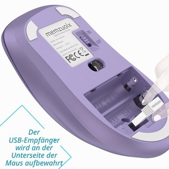 Bezdrôtová myš memzuoix, 5 tlačidiel, 1400 DPI, 2,4 GHz, USB prijímač - fialová