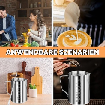Odmerka z nerezovej ocele 1l, kanvica na mlieko s vyznačením, odmerka z nerezovej ocele 304, odmerka,