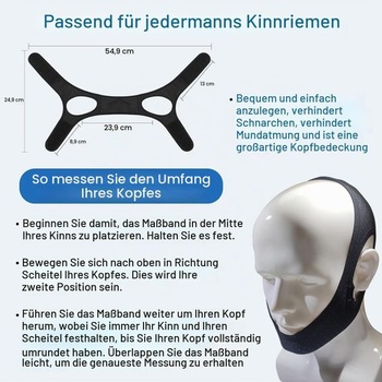 Protichrápací pásik pod bradu – Nastaviteľný a priedušný, mäkký protichrápací pás pre pokojný spánok,