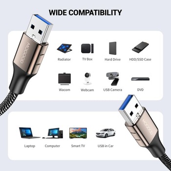 Kábel MOGOOD USB 3.0 1 m, USB A na USB A, 5 Gb/s, dátový kábel, predlžovací 1 m, čierny