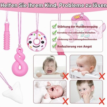 CLDY 6dielny senzorický žuvací náhrdelník, žuvací náhrdelník pre deti, náhrdelník na prerezávanie