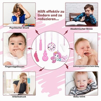 CLDY 6dielny senzorický žuvací náhrdelník, žuvací náhrdelník pre deti, náhrdelník na prerezávanie