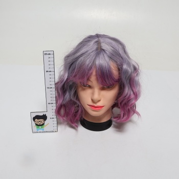 Paruka Luxiremi krátká s ofinou fialová 30cm