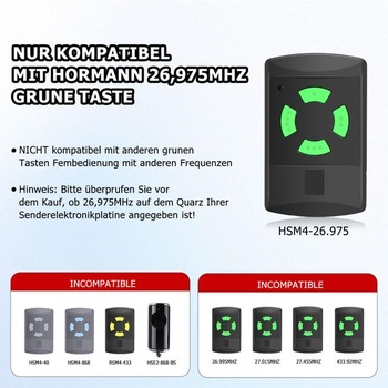 Náhrada za ručný vysielač Hörmann hsm4 437230, diaľkové ovládanie s automatickým učením kódovania