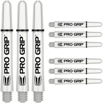 Šípky Target Darts 3 sady Pro Grip Spin - 9 kusov, celkovo biele, stredné - 48 mm
