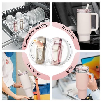 Balenie 2 krytov na slamky Stanley Cup, nepriepustných, 1140 ml (biela + ružová)