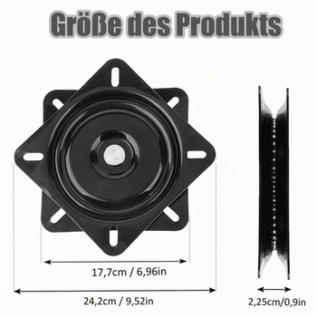 Otočné kovanie pre vysoké zaťaženie, kovové otočné kovanie 7 palcov, otočný tanier o 360 °, 177 x 177 x