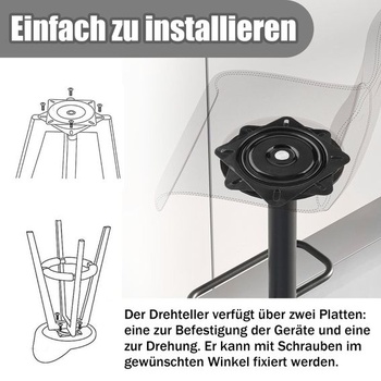 Otočné kovanie pre vysoké zaťaženie, kovové otočné kovanie 7 palcov, otočný tanier o 360 °, 177 x 177 x