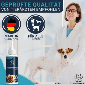 Ušní kapky pro psy [100 ml] - Prémiový čistič uší s mikrostříbrem pro ochranu, čištění a péči o