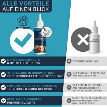 Ušné kvapky pre psov [100 ml] - Prémiový čistič uší s mikrostriebrom na ochranu, čistenie a starostlivosť o