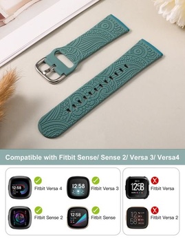 TOYOUTHS Květinový gravírovaný náramek kompatibilní s Fitbit Versa 4/Versa 3/Sense 2/Sense náramek,