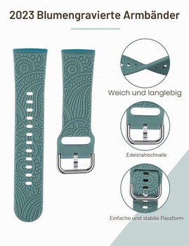 TOYOUTHS Kvetinový gravírovaný náramok kompatibilný s Fitbit Versa 4/Versa 3/Sense 2/Sense náramok,