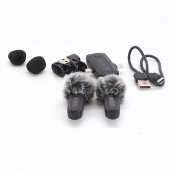 Bezdrôtový klopový mikrofón WARM BOX pre iPhone, iPad a telefón Android, sada 2 mini mikrofónov s