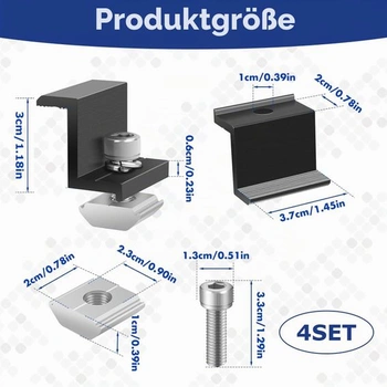 4 kusy 30mm montážních konzol pro solární panely, úchyty pro solární panely, držáky solárních