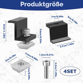 4 kusy 30mm montážnych konzol pre solárne panely, úchyty pre solárne panely, držiaky solárnych
