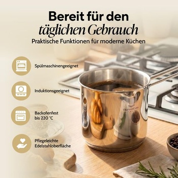 ROSMARINO nerezová indukčná moka kanvica 600 ml – turecká kávová kanvica na džezvu vyrobená z